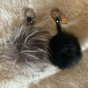 Poppy London Fur Pom Pom Key Chains
